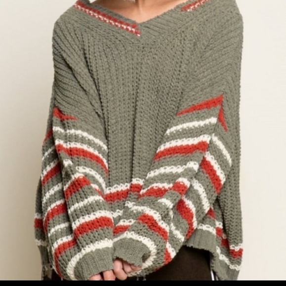 POL $ale🖤only 1 left❣ Cozy striped jumper sweater - Picture 4 of 16